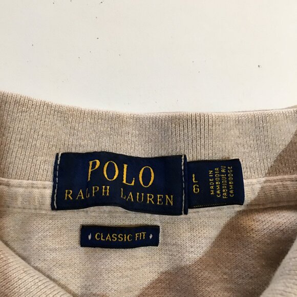 Polo Ralph Lauren Classic Fit Mens Large Polo Shirt Beige Preppy - Picture 4 of 8